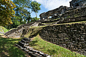 Temples of the North Group of temples in the ruins of the Mayan city of Palenque, Palenque National Park, Chiapas, Mexico. A UNESCO World Heritage Site.