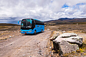 Bus tour of Cotopaxi National Park, with Sincholagua Volcano in the background, Cotopaxi Province, Ecuador
