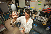 Grad student working in science lab