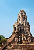 The main prang at Wat Ratchaburana Buddhist Temple ruins in Ayutthaya, Thailand, a UNESCO World Heritage Site.