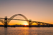 Yaquina Bay Bridge at sunrise, Newport, central Oregon Coast.
