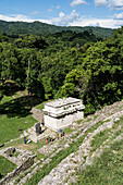Tempel II in den Ruinen der Maya-Stadt Bonampak in Chiapas, Mexiko.