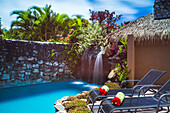 Luxury Villa accommodation with private outdoor swimming pool and sun loungers for relaxing, Muri, Rarotonga, Cook Islands