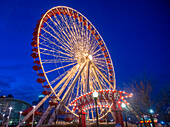 The Navy pier in Chicago , The Navy pier built in 1916 as 3300 foot pier for tour and excursion boats and it's one of Chicago's tourist attraction.