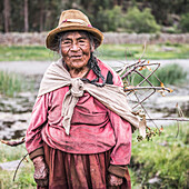 Portrait of an old Peruvian woman, Cusco Region, Peru