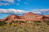 Eroded sandstone formations in Capitol Reef National Park in Utah.