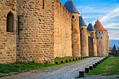 Fortified City of Carcassonne, medieval city listed as World Heritage by UNESCO, harboure d'Aude, Languedoc-Roussillon Midi Pyrenees Aude France