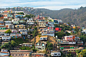 Bunte Häuser, Cerro Polanco, Valparaíso, Provinz Valparaíso, Region Valparaíso, Chile, Südamerika