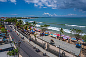 View of Kuta Beach and sea from hotel rooftop, Kuta, Bali, Indonesia, South East Asia, Asia