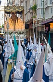 Procession Through Alleys Of Cadiz During Semana Santa Easter Festival