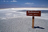 Badwater Sign In Desert Below Sea Level