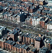 Stadthäuser im Back Bay District vom Prudential Center aus