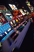 Neons And Cars In Times Square, Blurred Motion