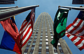 Rockefeller Centre Rca Gebäude und Flaggen