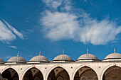 Turkey, Detail of arches around courtyard in front of Sultanahmet or Blue Mosque; Istanbul