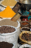 Sacks Of Spices, Dried Fruit And Herbs