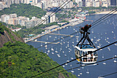 Blick vom Zuckerhut auf die Seilbahn, Rio De Janeiro, Brasilien
