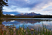 Lake Mildred With Mountain Peak In Background, Jasper Park Lodge,Jasper National Park,Canada
