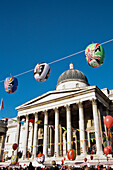 Neujahrsfeierlichkeiten und Nationalgalerie, Trafalgar Square, London. England