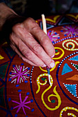 Man Painting Table In Souk,Close Up Of Hand, Marrakesh,Morocco