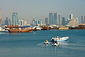 Doha Bay Skyline With Harbor, Doha,Qatar