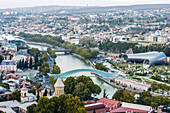 Tbilisi, The Capital And The Largest City Of Georgia, With Bridge Of Peace, Tubular Concert Hall Building And Mushroom-Like Justice House; Tbilisi, Georgia