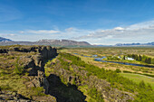 Looking across the continental divide at Thingvellir; Iceland