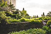 Stone walls and garden of Duino Castle; Italy