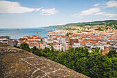View of Trieste and the Adriatic Sea from a rooftop; Trieste, Friuli Venezia Giulia, Italy