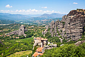 Monastery of Rousanou (foreground), Meteora; Thessaly, Greece