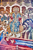 Fresko, Kathedrale der Heiligen Formation, Klosterkomplex der Dreifaltigkeits-Sergius-Lawra; Sergiew Posad, Moskauer Gebiet, Russland.