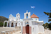 Kirche von Aspro Horio; Dorf Drios, Insel Paros, Kykladen, Griechenland.