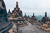 Stupas of Borobudur Temple; Yogyakarta, Indonesia