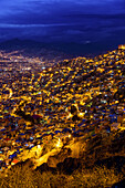 Night falls over La Paz; La Paz, Pedro Domingo Murillo, Bolivia