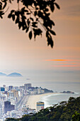 Sunrise over Rio De Janeiro viewed from Rocinha Favela; Rio de Janeiro, Rio de Janeiro, Brazil