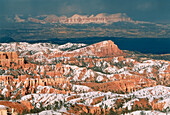 Überblick über die Landschaft im Winter Bryce Canyon National Park Utah, USA