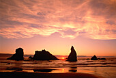 Bandon Beach bei Sonnenuntergang Oregon, USA