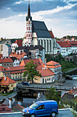 Cesky Krumlov is a beautiful little  medieval city in the South Bohemian region of Czech Republic. A drive through the town centre; Cesky Krumlov, Bomenia, Czech Republic