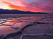 Sunset over the Badwater salt flats on Death Valley National Park; California, United States of America