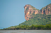 Indian Head rock, a sandstone cliff on the edge of the Hunter River in the Kimberley Region; Western Australia, Australia