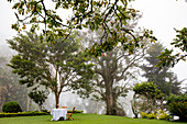 Afternoon tea on the lawn at Sir Thomas Lipton's previously owned Bungalow on the Dambatenne Tea Estate in Hill Country; Dambatenne, Badulla District, Sri Lanka
