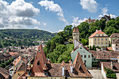 The Medieval Fortified City of Sighisoara on the Tarnava River in Mures County; Sighisoara, Transylvania, Romania