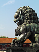 Guardian Lion Statue In The Forbidden City; Beijing, China