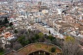 View Of Granada From The Alhambra; Granada Andalucia Spain