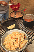 Mexican Tortilla Beans And Salsa At Sierra La Laguna Near Los Cabos Area; San Jose Del Cabo Baja California Mexico