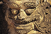 Burma (Myanmar), Bagan, Sulamani Temple, Close-Up Of Stone God Sculpture.