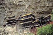 China, Hängendes Kloster in der Nähe von Datong, am Berghang auf Stelzen
