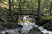 Water Flows Under A Bridge In Peak District National Park; Derbyshire England
