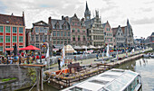 The Graslei One Of The Most Scenic Places In Old City Of Ghent; Ghent Oost-Vlaanderen Belgium