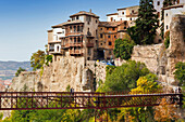 The Bridge Of Saint Paul Crossing The Huecar Ravine And The Hanging Houses Which Now House The Museum Of Spanish Abstract Art; Cuenca Cuenca Province Castilla-La Mancha Spain